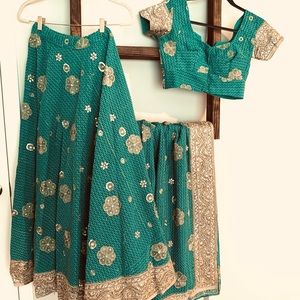 Heavy Sea Green Diwali or Bridal Lehenga